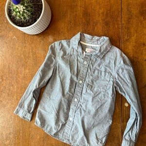 Cat & Jack Light Blue Long-Sleeve Button-Down Shirt with Pink Speckles